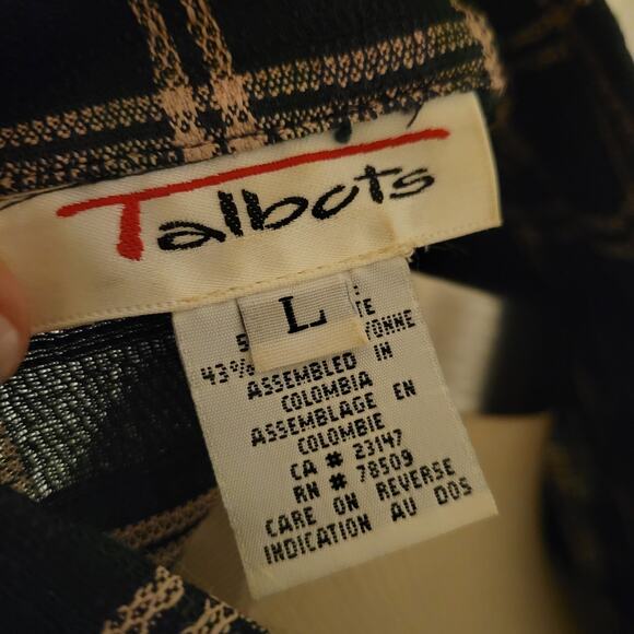 Vintage 90s Plaid Button Front T Shirt Dress Talbots Large Long Sleeve - Picture 7 of 7